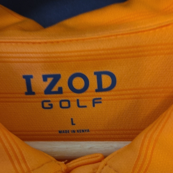 Izod Orange Short-Sleeve Polo with Subtle Stripe Texture - Picture 2 of 3